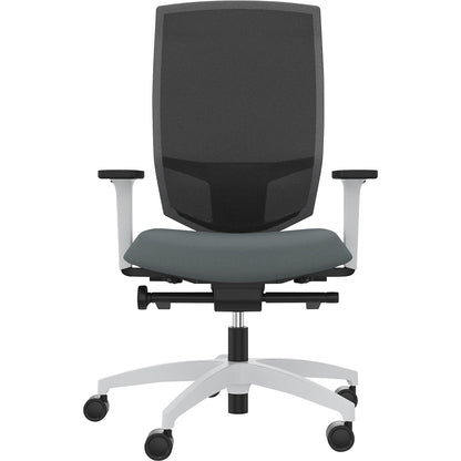 JUST EVO MESH office swivel chair, with mesh back rest, white, grey.