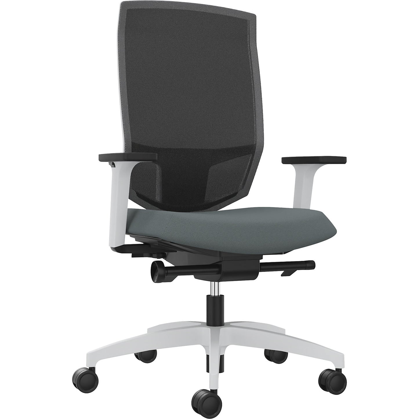 JUST EVO MESH office swivel chair, with mesh back rest, white, grey.