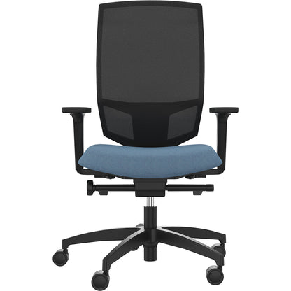 JUST EVO MESH office swivel chair, with mesh back rest, black, water blue.