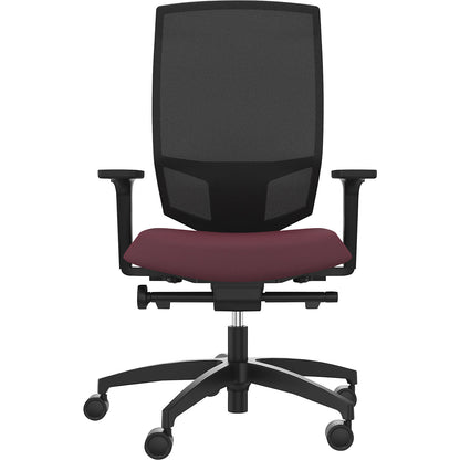JUST EVO MESH office swivel chair, with mesh back rest, black, shiraz red.