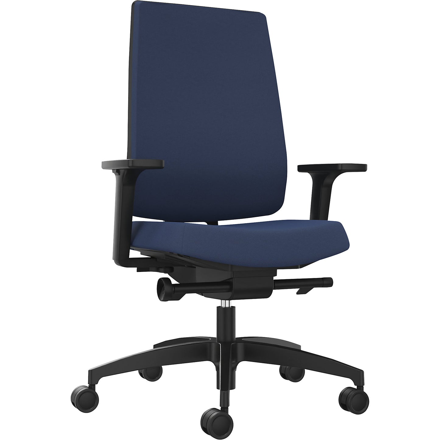 INDEED office swivel chair, with counterpressure adjustment, upholstered backrest in night blue.