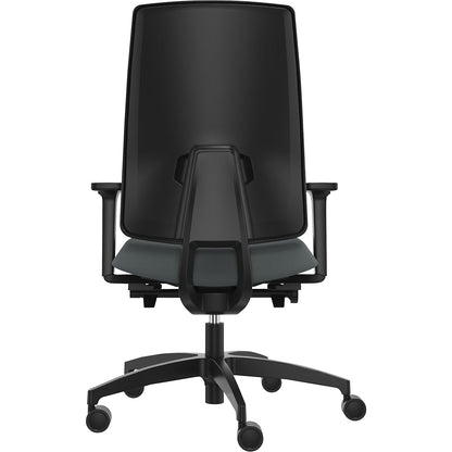 INDEED office swivel chair, with counterpressure adjustment, upholstered backrest in grey.