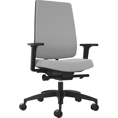 INDEED office swivel chair, with counterpressure adjustment, upholstered backrest in platinum grey.