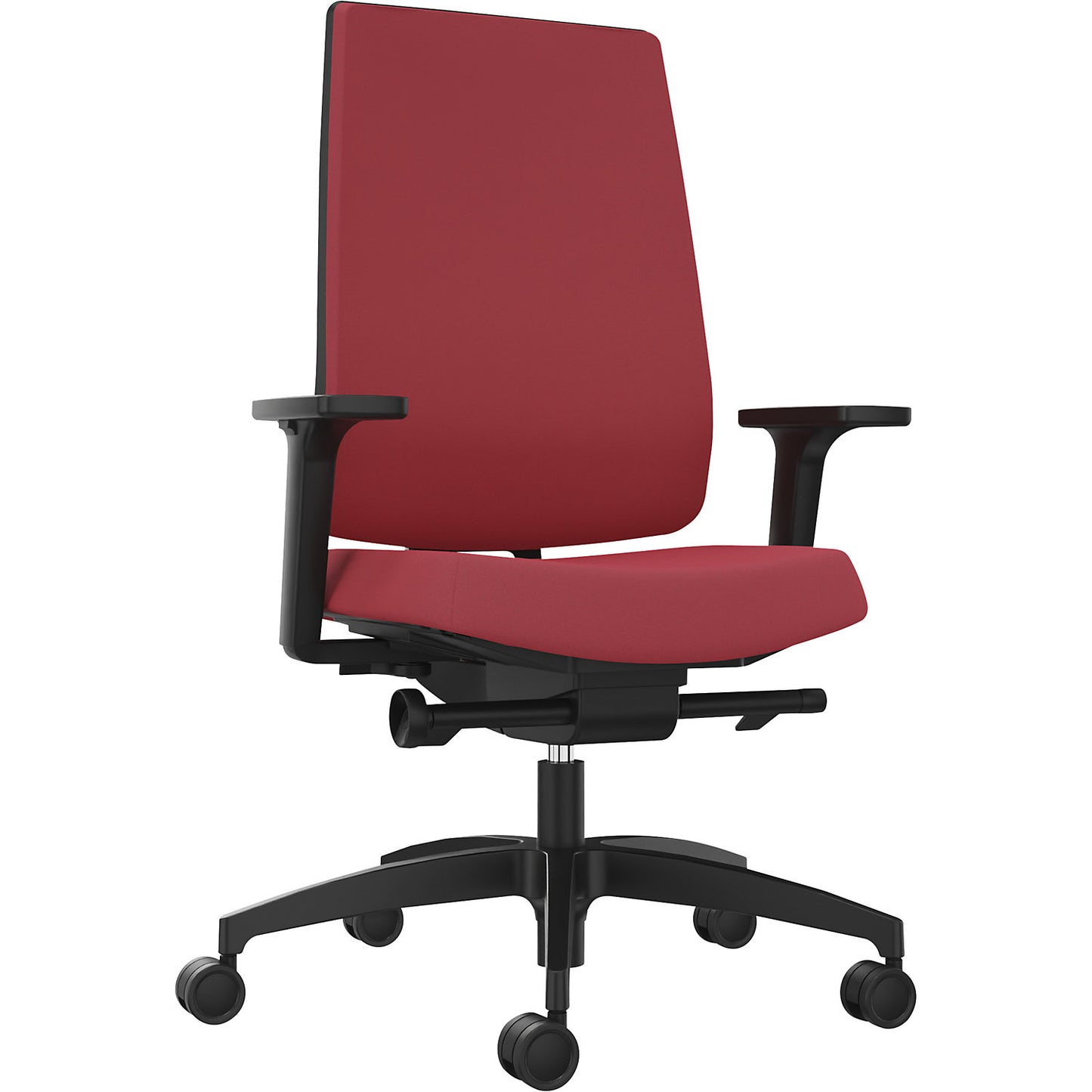 INDEED office swivel chair, with counterpressure adjustment, upholstered backrest in chili red.