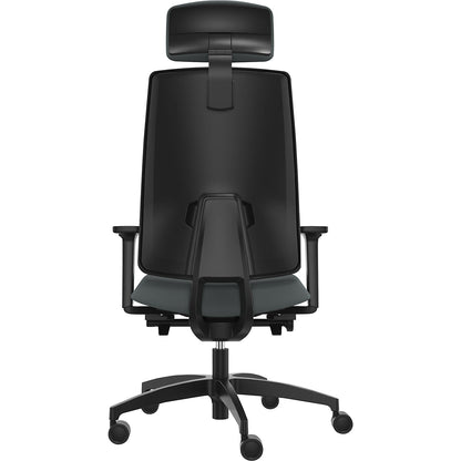 INDEED office swivel chair, with counterpressure adjustment, upholstered backrest in grey, headrest.