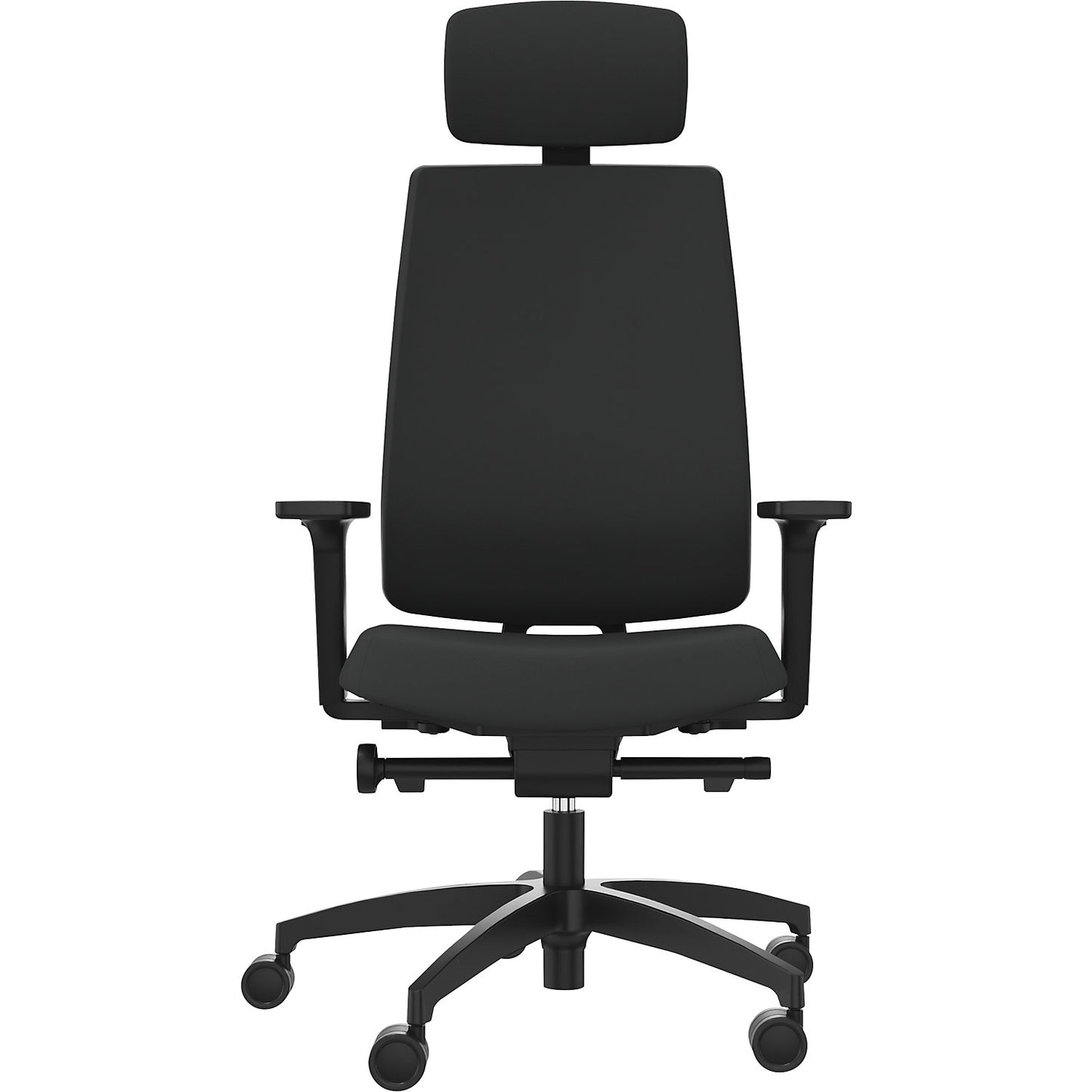 INDEED office swivel chair, with counterpressure adjustment, upholstered backrest in black, headrest.