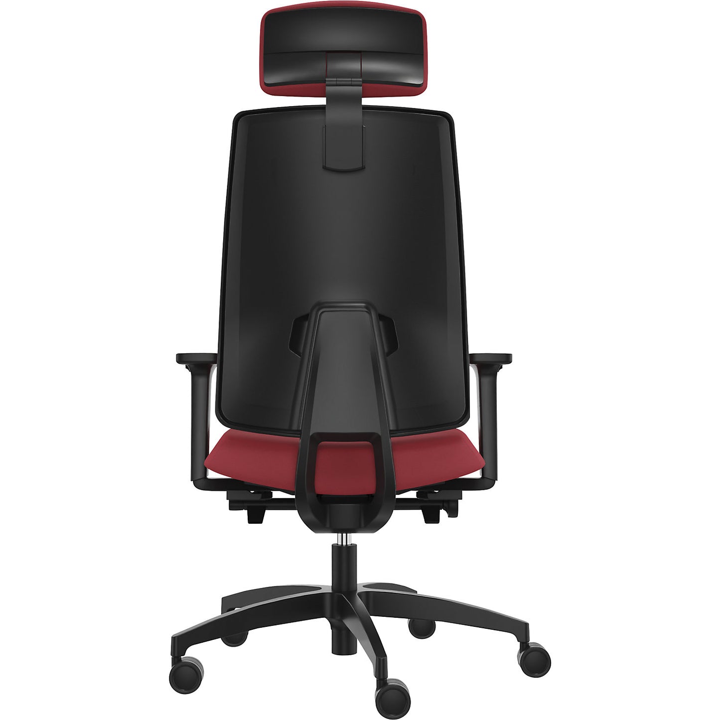 INDEED office swivel chair, with counterpressure adjustment, upholstered backrest in chili red, headrest.