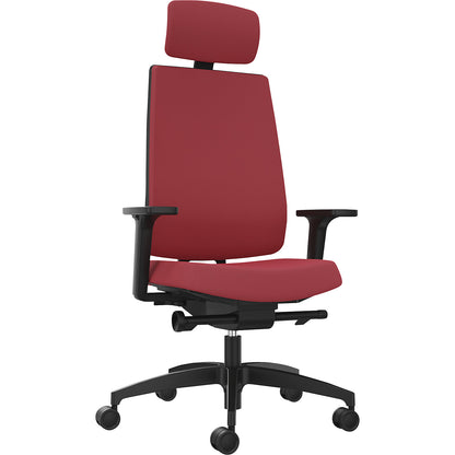 INDEED office swivel chair, with counterpressure adjustment, upholstered backrest in chili red, headrest.