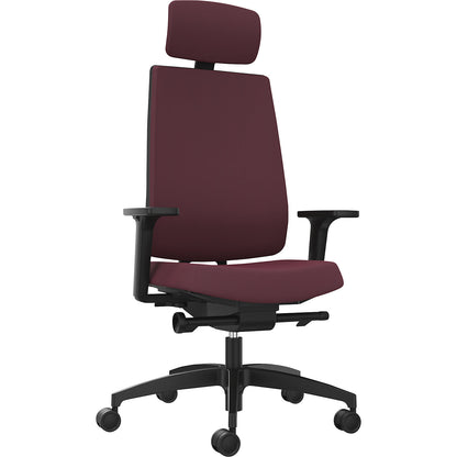 INDEED office swivel chair, with counterpressure adjustment, upholstered backrest in shiraz red, headrest.