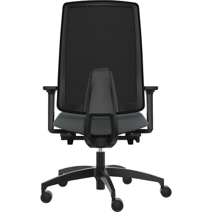 INDEED office swivel chair, with counterpressure adjustment, mesh backrest in grey.