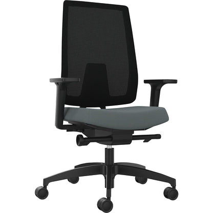 INDEED office swivel chair, with counterpressure adjustment, mesh backrest in grey.