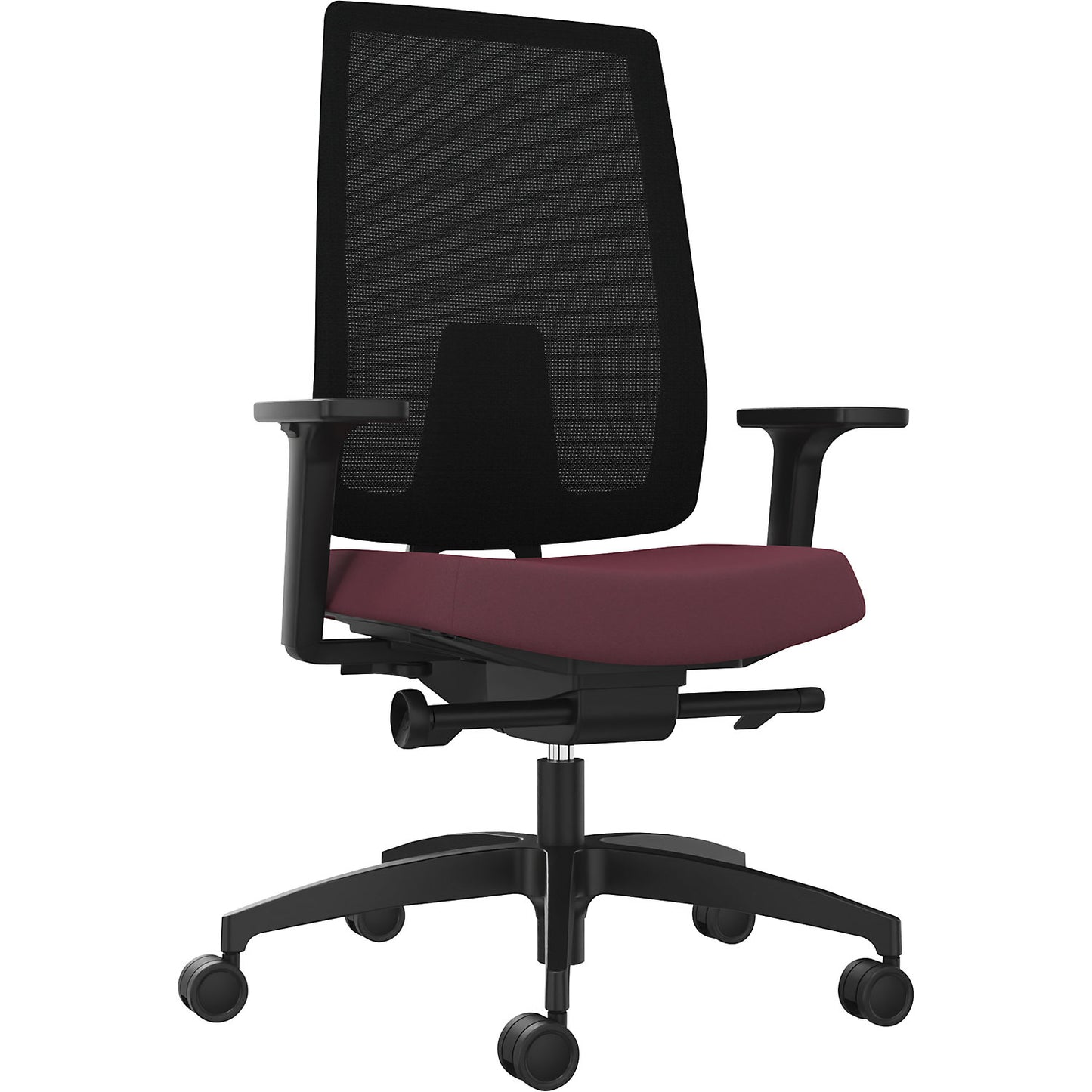 INDEED office swivel chair, with counterpressure adjustment, mesh backrest in shiraz red.