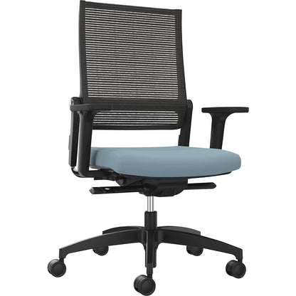 LORDO FLEX office chair, with mesh back rest, water blue.