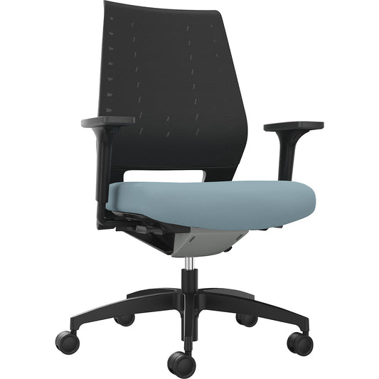 X-Code office swivel chair, with mesh back rest, water blue.