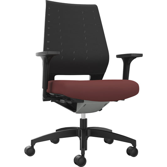 X-Code office swivel chair, with mesh back rest, ruby red.