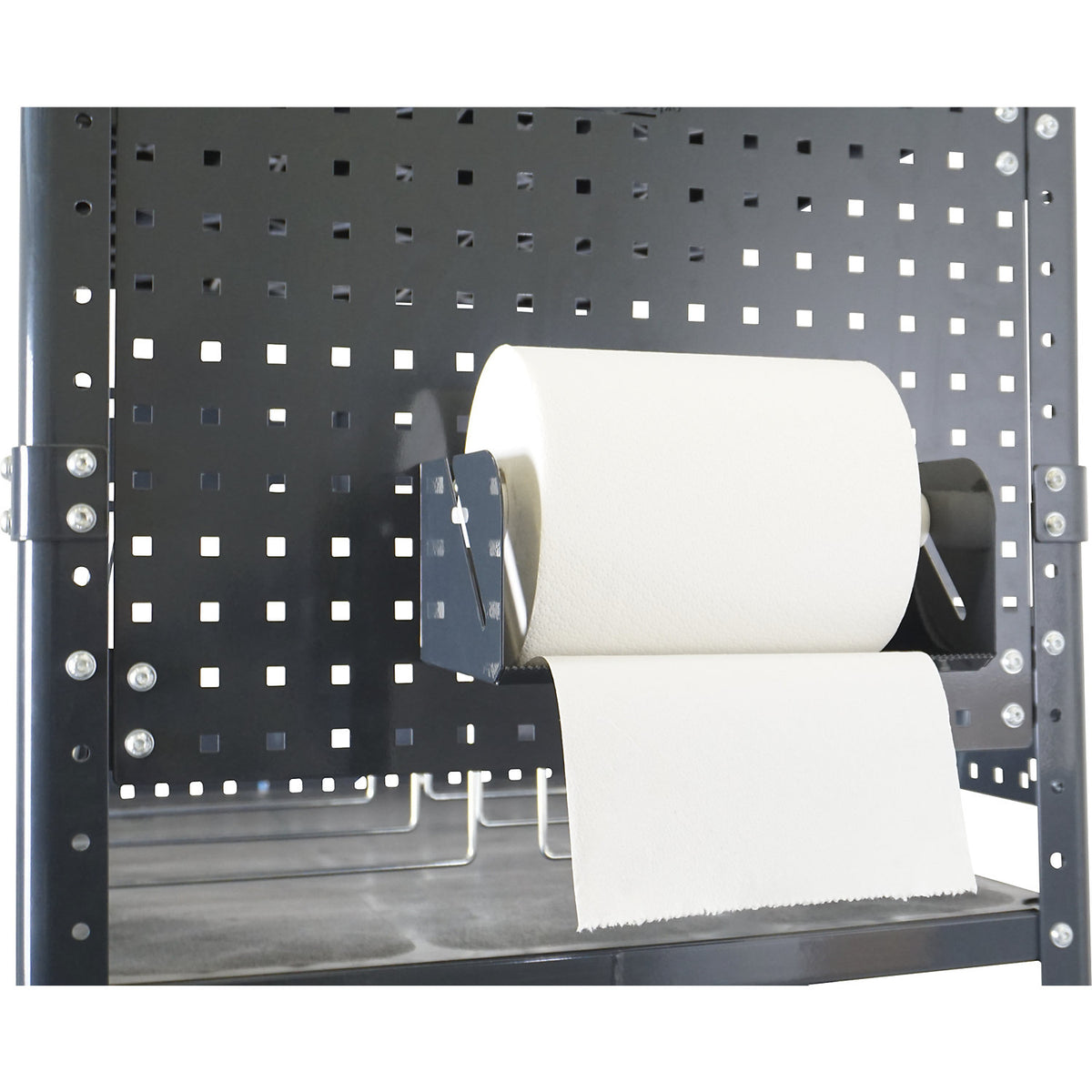 Paper roll holder, for perforated panel, paper roll width up to 270 mm, charcoal.