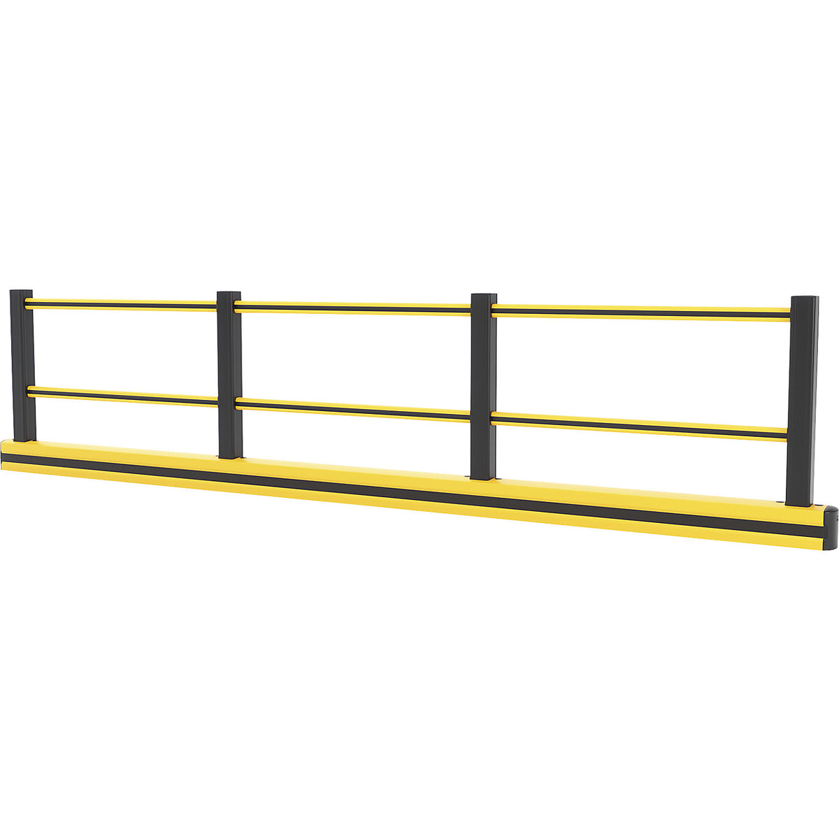Floor barrier with railing, yellow / black, HxWxL 1150 x 174 x 5050 mm.