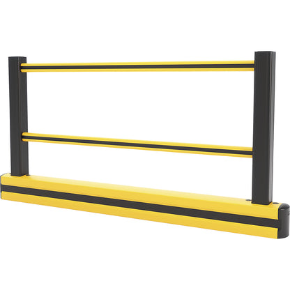 Floor barrier with railing, yellow / black, HxWxL 1150 x 174 x 2250 mm.