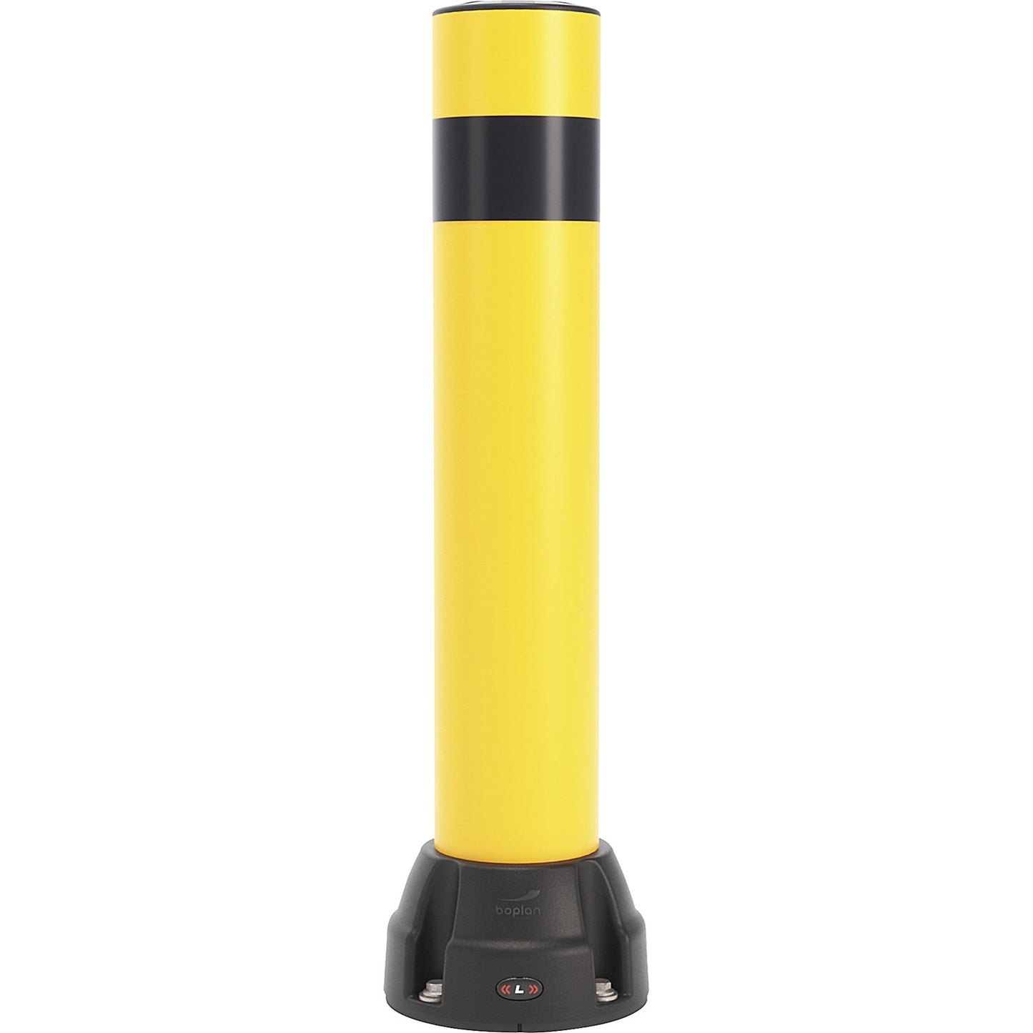 Crash protection bollard 125L, height 750 mm, zinc plated plate, yellow, black stripe.
