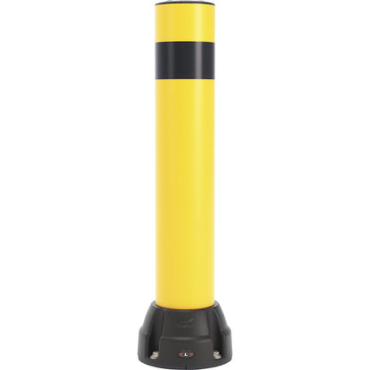 Crash protection bollard 125L, height 750 mm, zinc plated plate, yellow, black stripe.