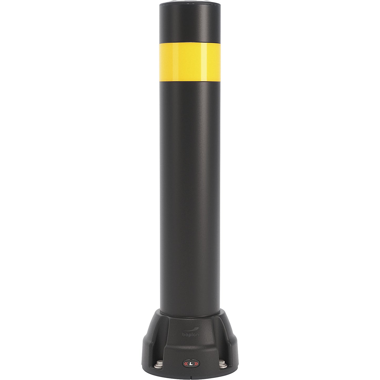 Crash protection bollard 125L, height 750 mm, zinc plated plate, black, yellow stripe.