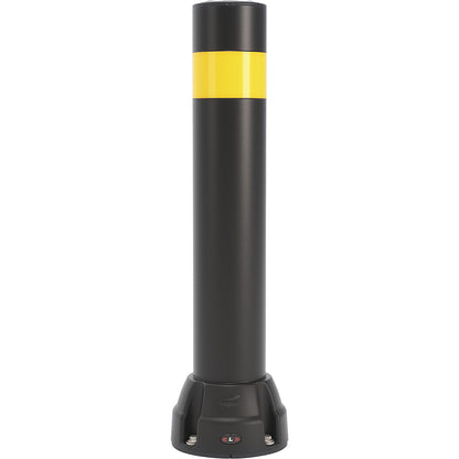 Crash protection bollard 125L, height 750 mm, zinc plated plate, black, yellow stripe.