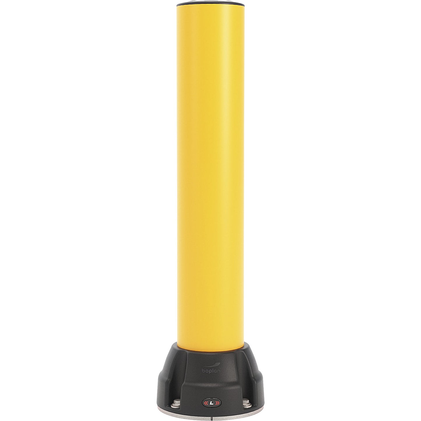Crash protection bollard 125L, height 750 mm, stainless steel plate, yellow.