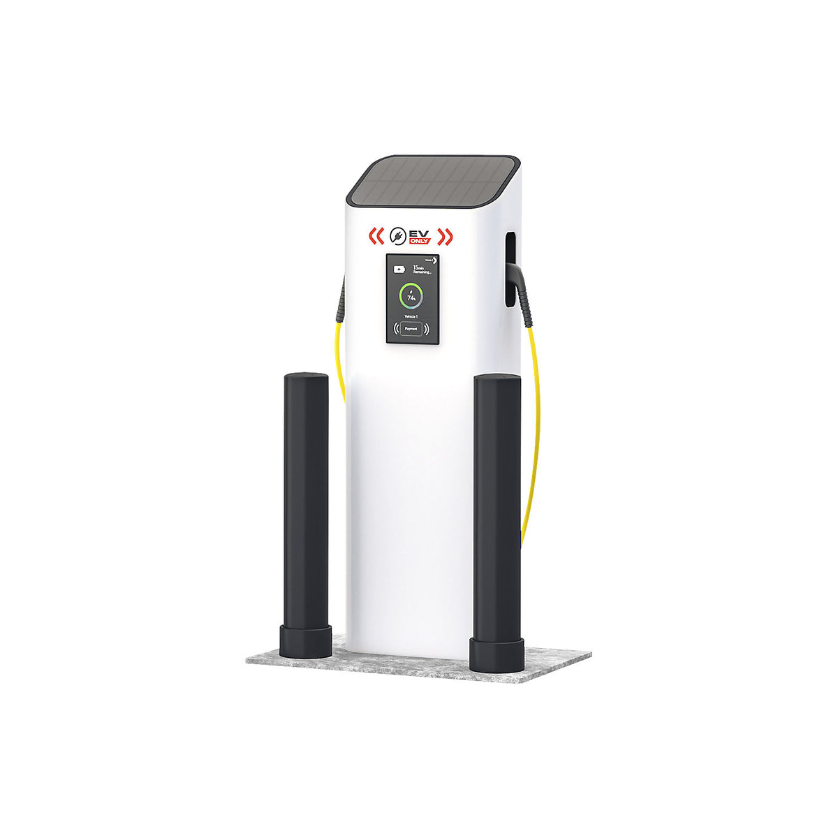 Crash protection bollard 125L, for charging stations, height 750 mm, yellow.