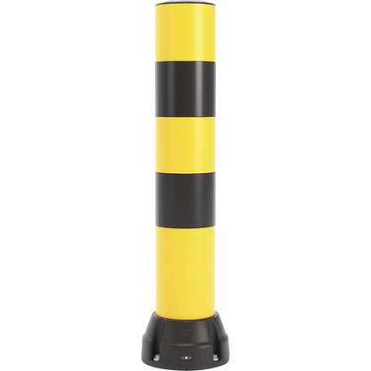 Crash protection bollard 170B, height 1000 mm, yellow, 2 black stripes.