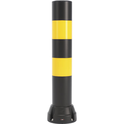 Crash protection bollard 170B, height 1000 mm, black, 2 yellow stripes.