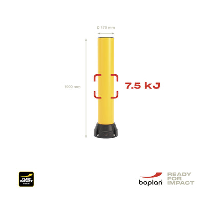 Crash protection bollard 170B, height 1000 mm, yellow.