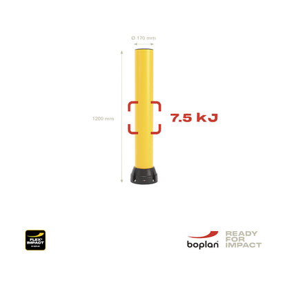 Crash protection bollard 170B, height 1200 mm, yellow.