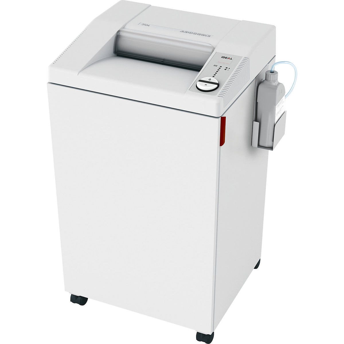 3104 CC document shredder with oiler, collection capacity 120 l, particles, 2 x 15 mm.