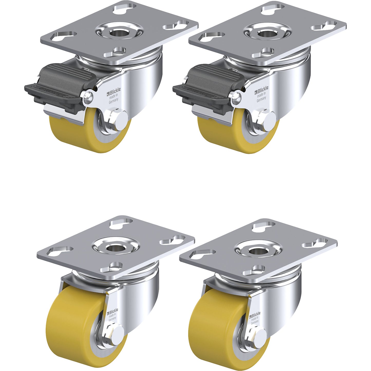 LKPA-VSTH 50K castor set, max. load 150 kg, wheel Ø 50 mm.