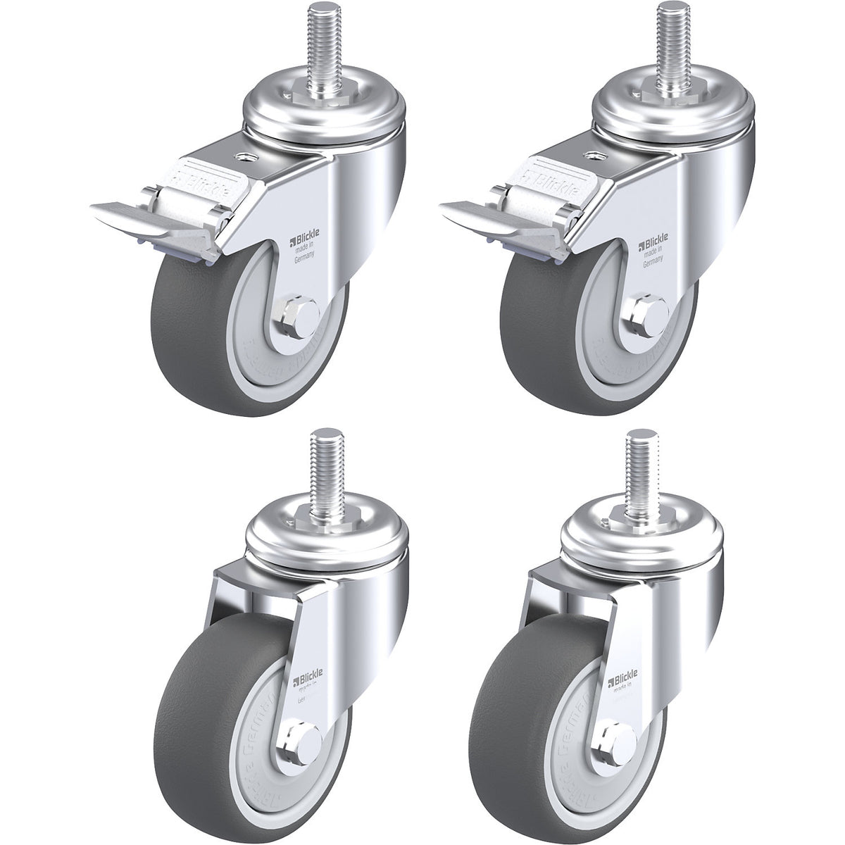 LKRA-PATH 80KF-GS12 castor set, max. load 120 kg, wheel Ø 80 mm.