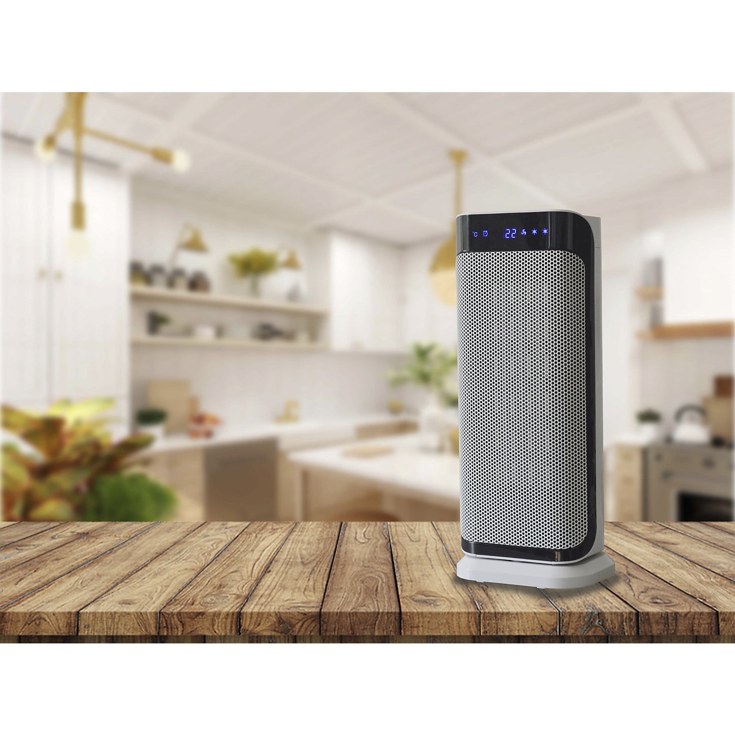 PTC ceramic fan heater with display, 2000 W, LxWxH 126 x 170 x 409 mm.