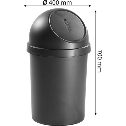 Push lid waste collector, made of polypropylene, black, capacity 45 l, pack of 2.