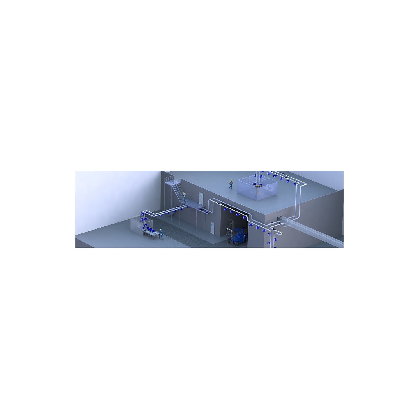 Curved overhead conveyor segment, vertical profile opening on the outside, inner curve radius 500 mm, 180°.