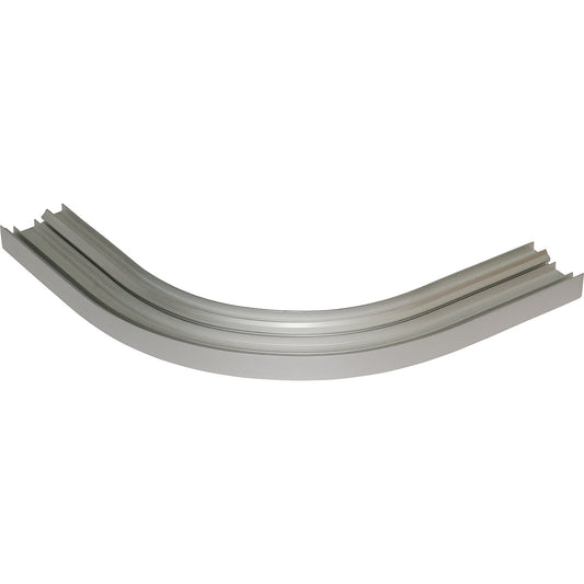 Curved overhead conveyor segment, vertical profile opening on the inside, inner curve radius 400 mm, 45°.