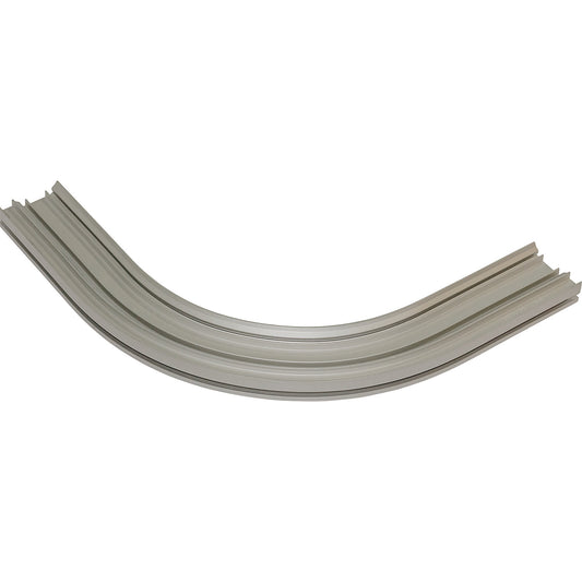 Curved overhead conveyor segment, vertical profile opening on the outside, inner curve radius 400 mm, 45°.
