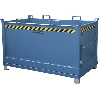 Hinged bottom skip, capacity 1.5 m³, gentian blue RAL 5010.