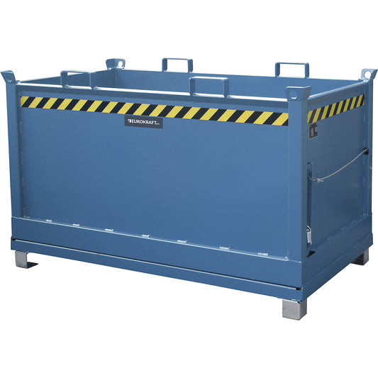 Hinged bottom skip, capacity 1.5 m³, gentian blue RAL 5010.