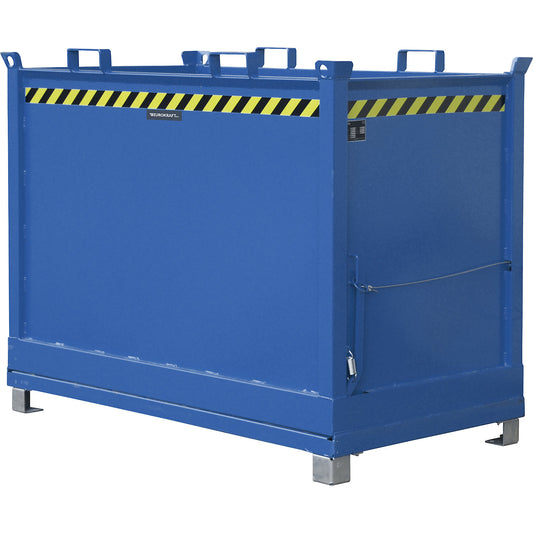 Hinged bottom skip, capacity 2.0 m³, gentian blue RAL 5010.