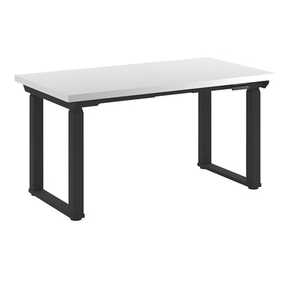 Workbench, electrically height adjustable, height adjustable from 695 - 1350 mm, plastic laminate panel/black, width 1500 mm.