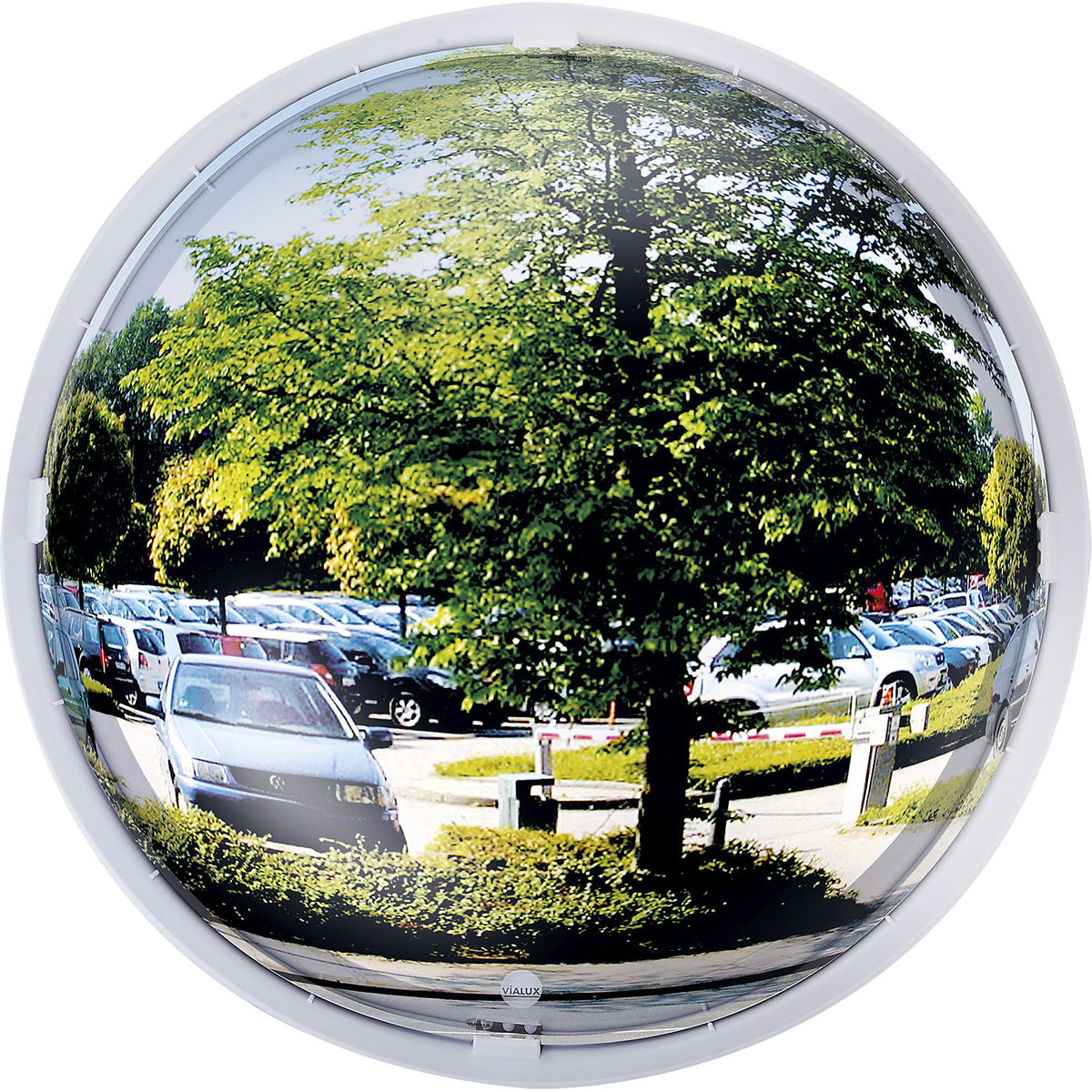 Multi-purpose mirror, 3 directions, round, white frame, Ø 400 mm.