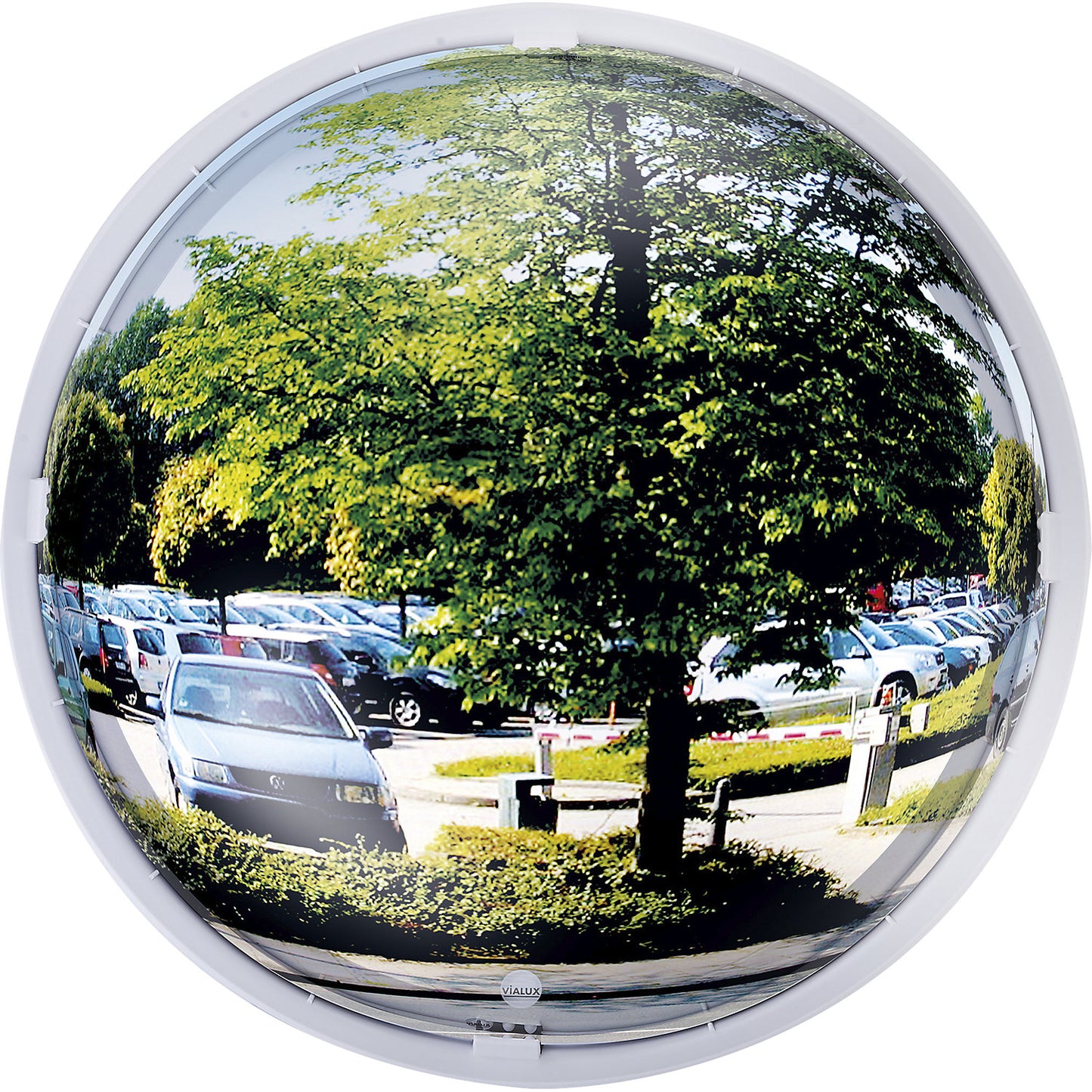 Multi-purpose mirror, 3 directions, round, white frame, Ø 600 mm.