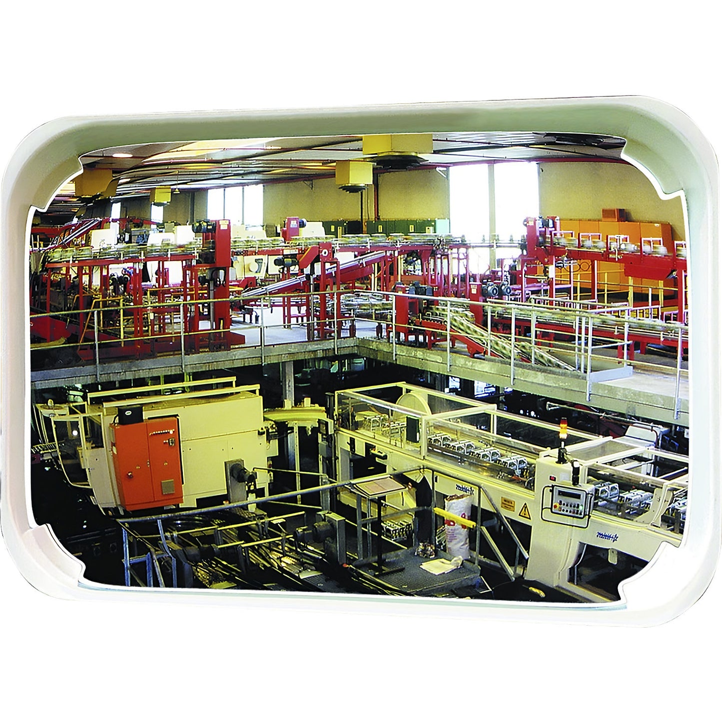 Multi-purpose mirror, 2 directions, rectangular, HxW 800 x 1000 mm, white frame, Polymir®.