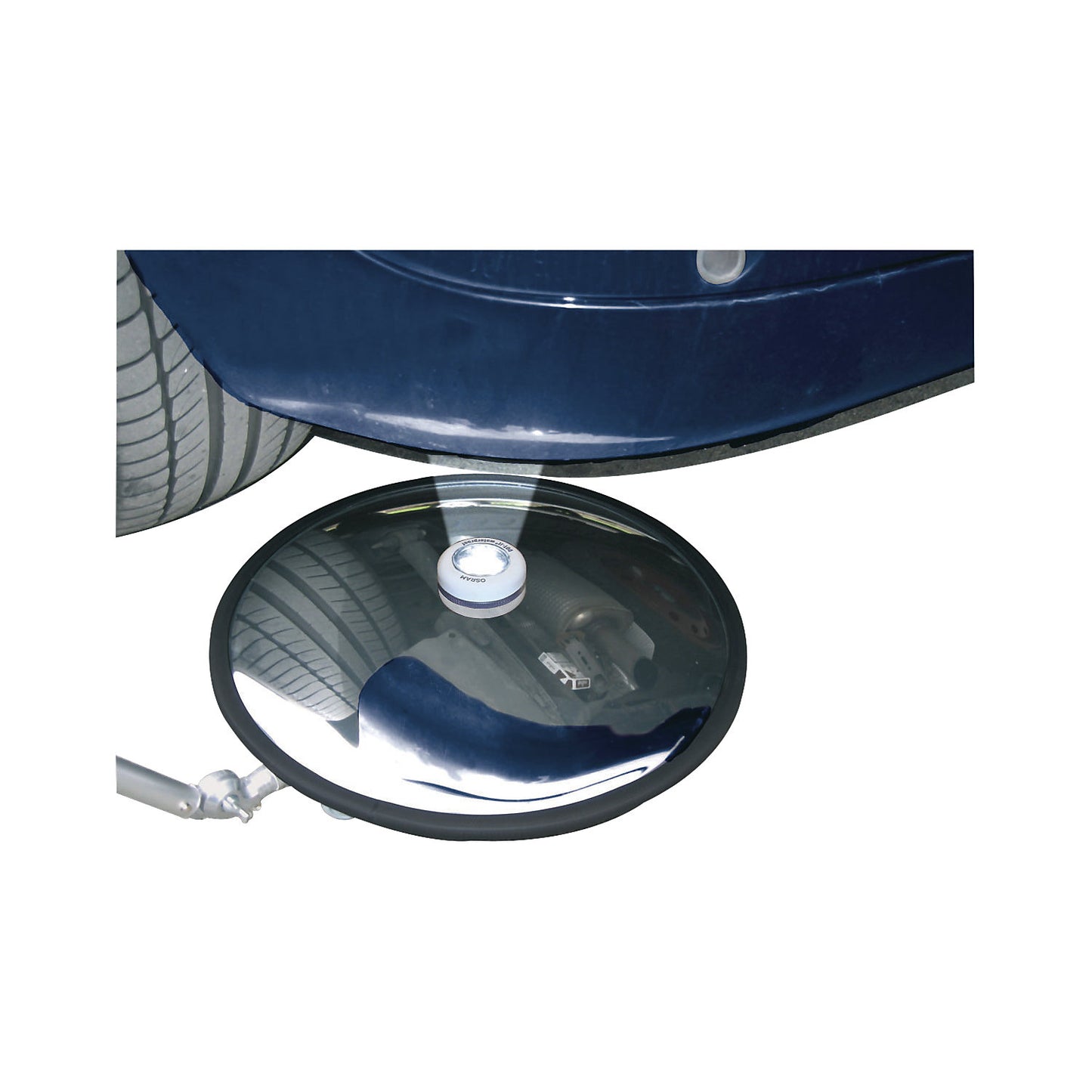Inspection mirrors, polymir®, Ø 400 mm, on castors, 1.2 m telescopic rod + LED.