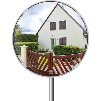 Multi-purpose mirror, 2 directions, round, Ø 500 mm, white frame, Polymir®.