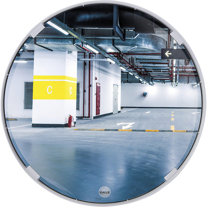 Multi-purpose mirror, 2 directions, round, Ø 500 mm, white frame, Polymir®.